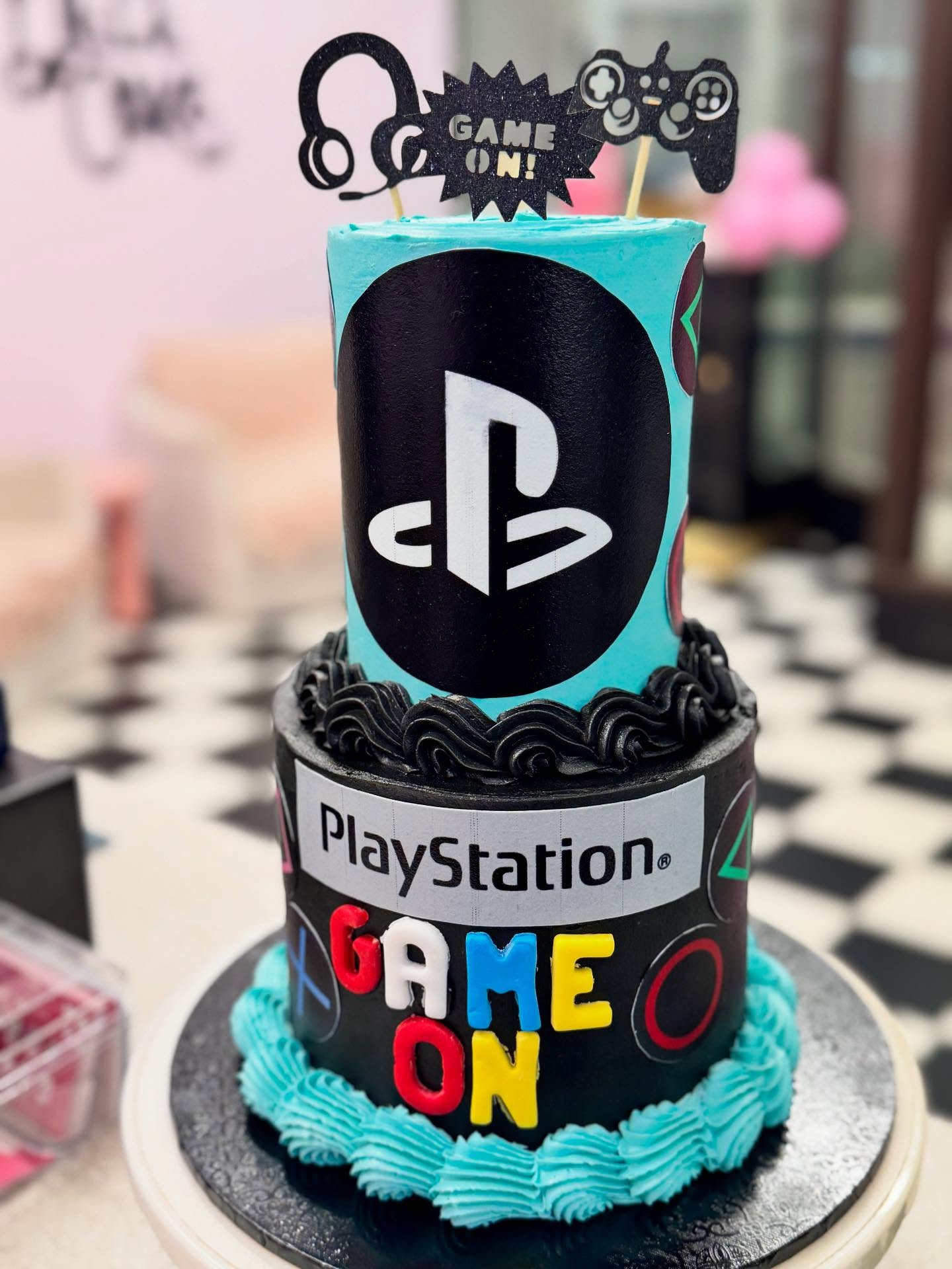 two-tier Playstation cake